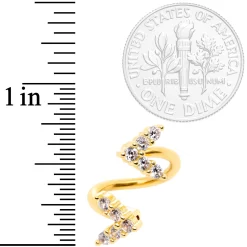 14 Gauge 3/8 Clear Gem Gold Tone Twin Arrow Spiral Twister Belly Ring -Body Jewelry Store 66132.otherimage2