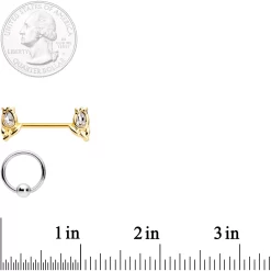 Gaby 14 Gauge Clear Gem Gold Tone Flowers BCR Barbell Nipple Ring Set 7 Gaby 14 Gauge Clear Gem Gold Tone Flowers BCR Barbell Nipple Ring Set -Body Jewelry Store 66198.otherimage3
