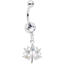 Gaby Clear Aurora Gem Maple Leaf Dangle Belly Ring Set Of 4 10 Gaby Clear Aurora Gem Maple Leaf Dangle Belly Ring Set Of 4 -Body Jewelry Store 66200.otherimage4
