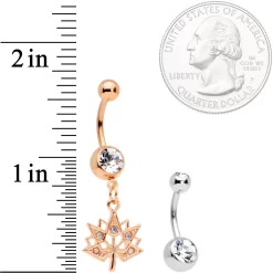 Gaby Clear Aurora Gem Rose Gold Tone Maple Leaf Dangle Belly Ring Set Of 4 -Body Jewelry Store 66202.otherimage5