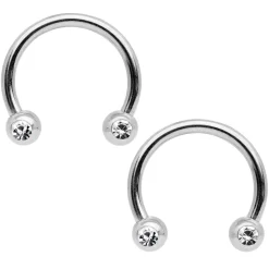 Gaby 14 Gauge 9/16 Clear Gem Sun Moon Horseshoe Barbell Nipple Ring Set -Body Jewelry Store 66214.otherimage2