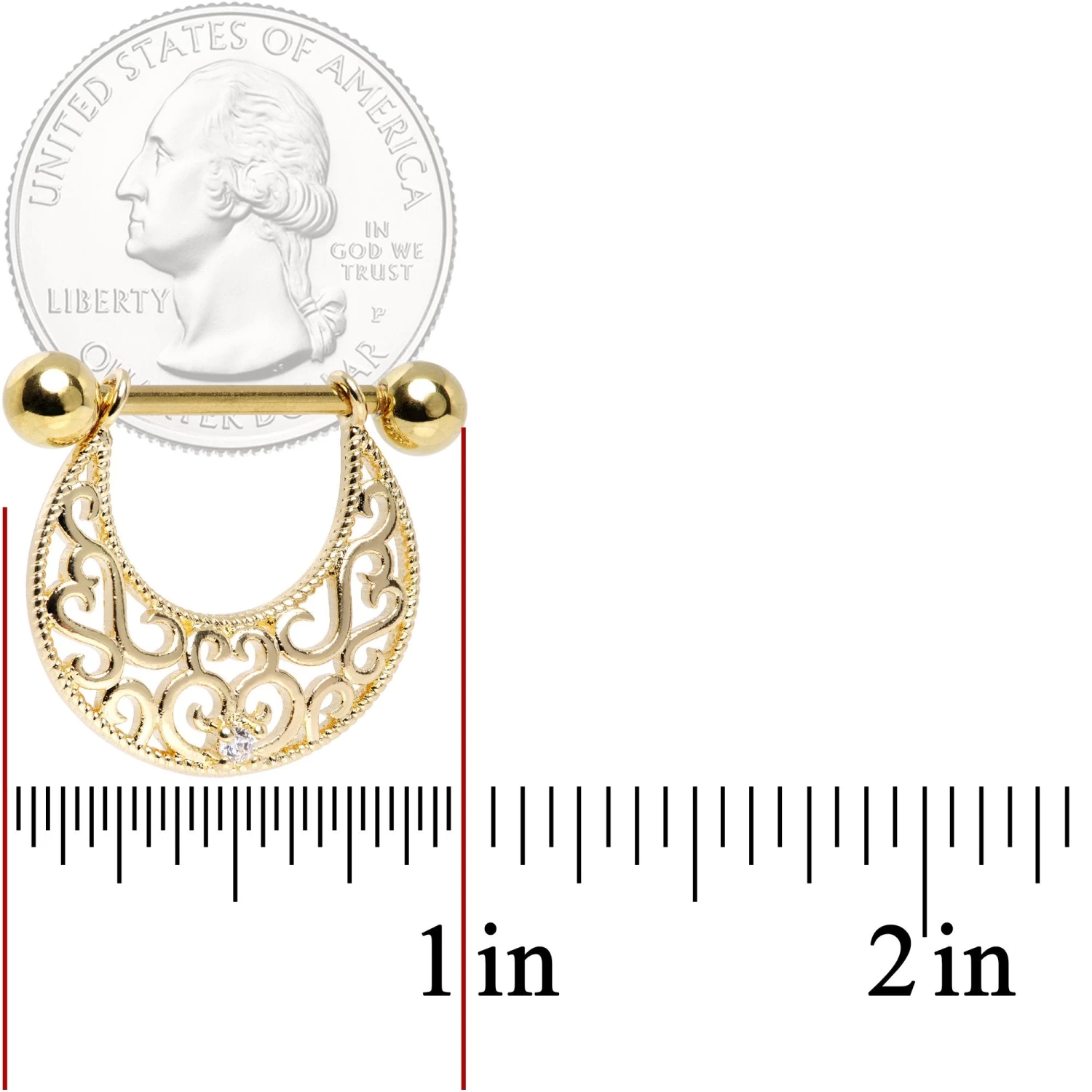 14 Gauge 9/16 Clear CZ Gem Gold Tone Abstract Heart Nipple Shield Set 3 14 Gauge 9/16 Clear CZ Gem Gold Tone Abstract Heart Nipple Shield Set - Image 3