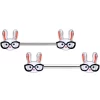 14 Gauge 5/8 Nerdy Easter Bunny Barbell Nipple Ring Set
