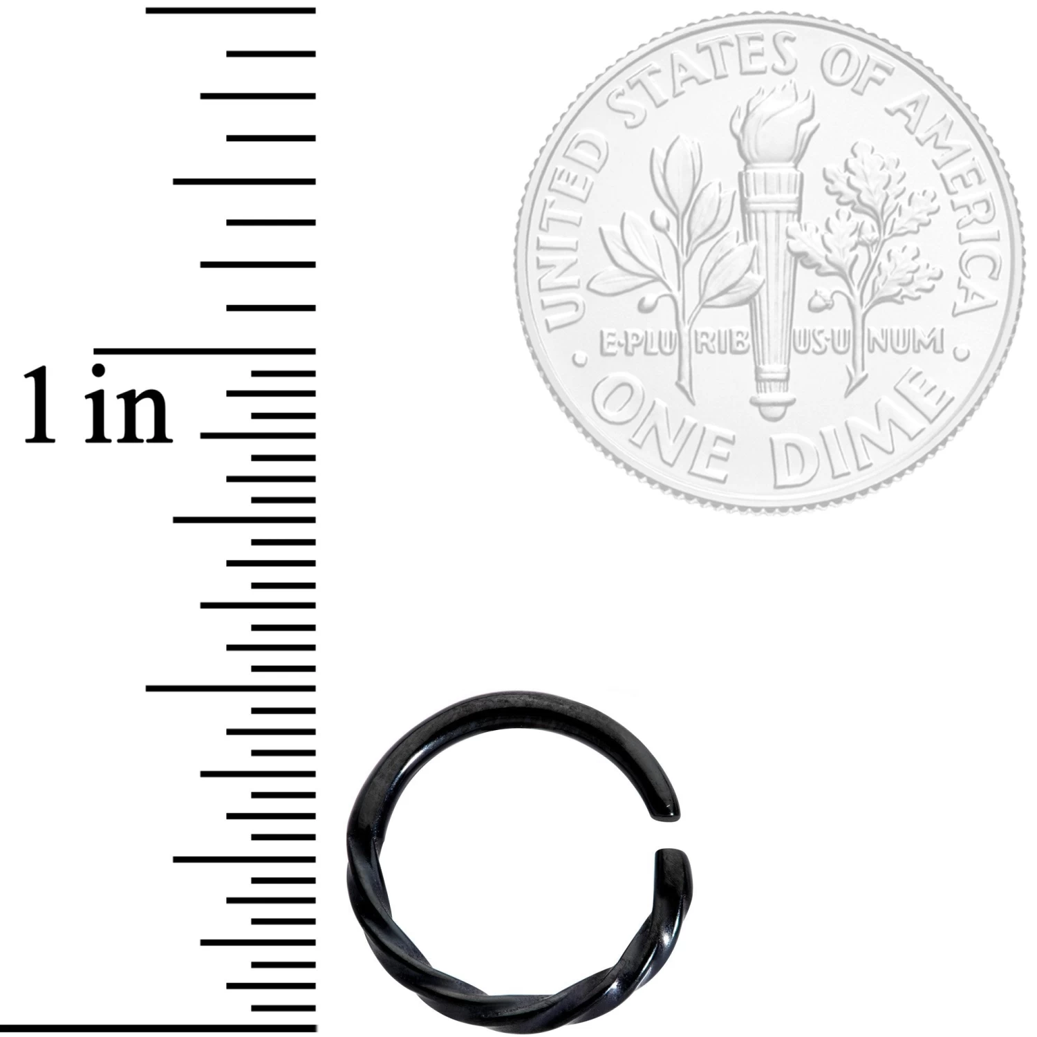 16 Gauge 3/8 Black Simply Twisted Closure Ring 2 16 Gauge 3/8 Black Simply Twisted Closure Ring - Image 2