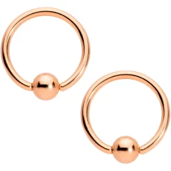 14 Gauge Clear Star CZ Gem Rose Gold Tone Captive Nipple Ring Set Of 4 -Body Jewelry Store 66604.otherimage2