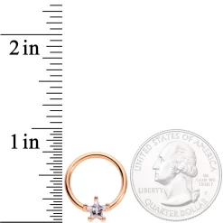 14 Gauge Clear Star CZ Gem Rose Gold Tone Captive Nipple Ring Set Of 4 -Body Jewelry Store 66604.otherimage3
