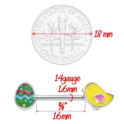 14 Gauge 5/8 Easter Egg And Chick Barbell Nipple Ring Set -Body Jewelry Store 66639.otherimage2