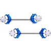 14 Gauge 9/16 Blue White Faux Opal Starry Moon Barbell Nipple Ring Set