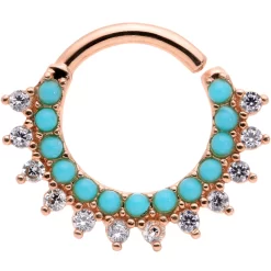 16 Gauge 5/16 Turquoise Rose Gold Tone Western Bendable Daith Cartilage