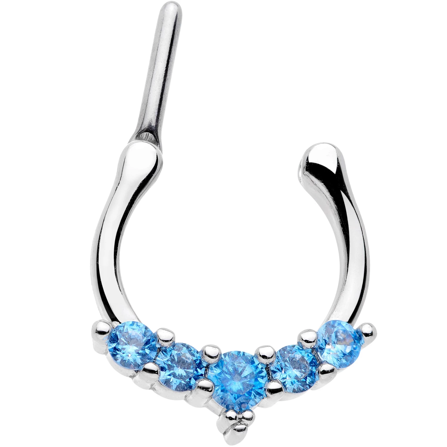 16 Gauge 3/8 Blue CZ Gem Blaze Cartilage Clicker 2 16 Gauge 3/8 Blue CZ Gem Blaze Cartilage Clicker - Image 2