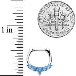 16 Gauge 3/8 Blue CZ Gem Blaze Cartilage Clicker 5 16 Gauge 3/8 Blue CZ Gem Blaze Cartilage Clicker -Body Jewelry Store 66826.otherimage2