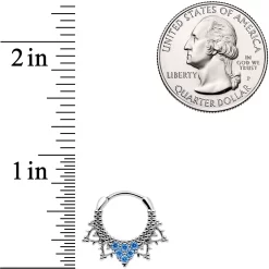 16 Gauge 3/8 Aqua CZ Gem Triangle Ornate Septum Clicker 5 16 Gauge 3/8 Aqua CZ Gem Triangle Ornate Septum Clicker -Body Jewelry Store 66828.otherimage2