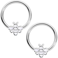 Gaby 14 Gauge 1/2 Bumble Bee BCR Captive Nipple Ring Set