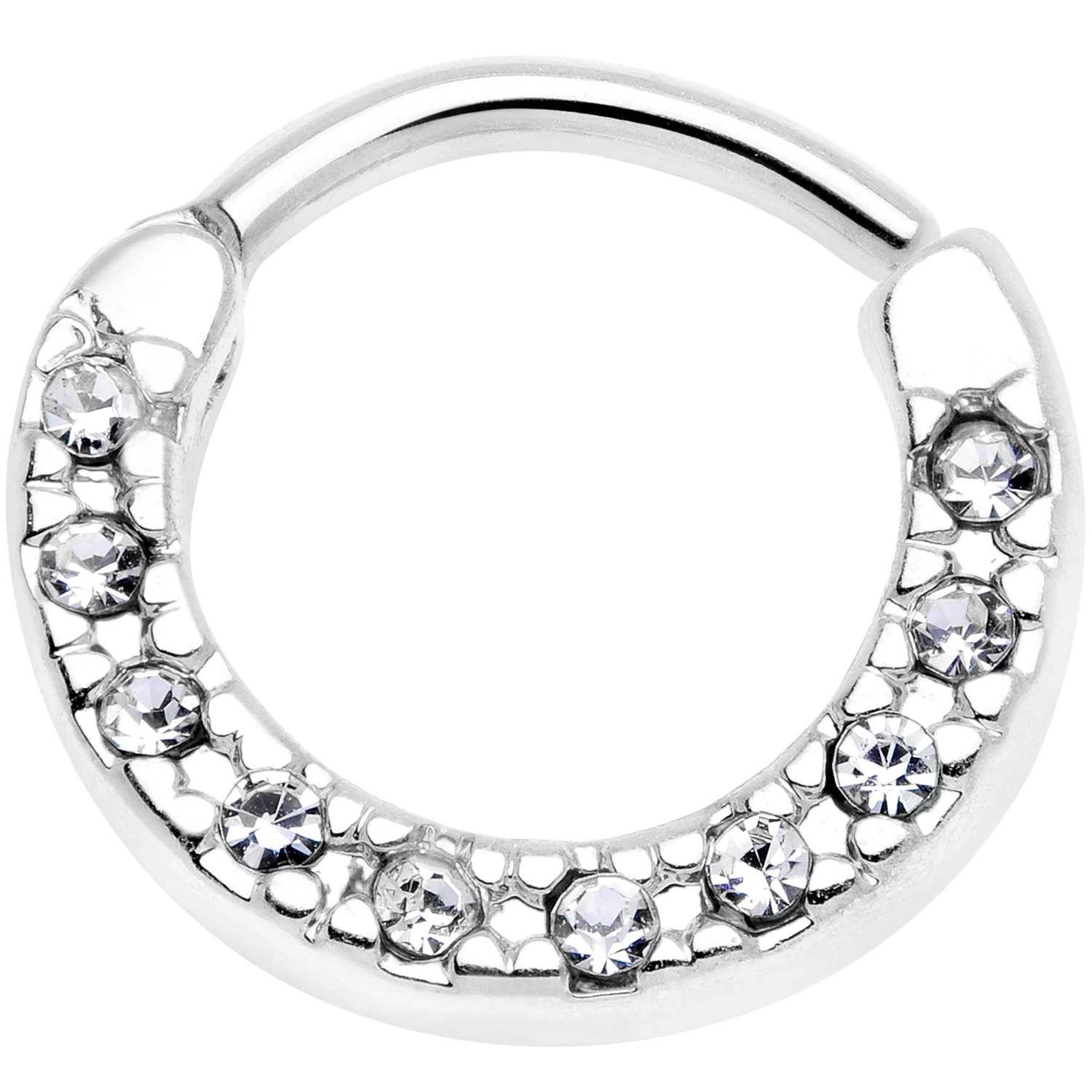 Gaby 16 Gauge 5/16 Clear Gem Paved Cartilage Clicker 1 Gaby 16 Gauge 5/16 Clear Gem Paved Cartilage Clicker