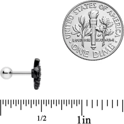 16 Gauge 1/4 Black Aurora Gem Crafty Kitty Cat Cartilage Tragus Earring -Body Jewelry Store 66968.otherimage3