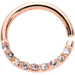 16 Gauge 5/16 Clear Gem Rose Gold Tone Elegance Seamless Circular Ring
