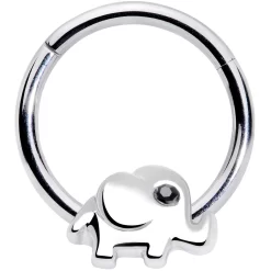 16 Gauge 3/8 Black Gem Baby Elephant Hinged Segment Ring