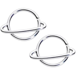 14 Gauge 1/2 Ring Of Saturn Planet Nipple Ring Set