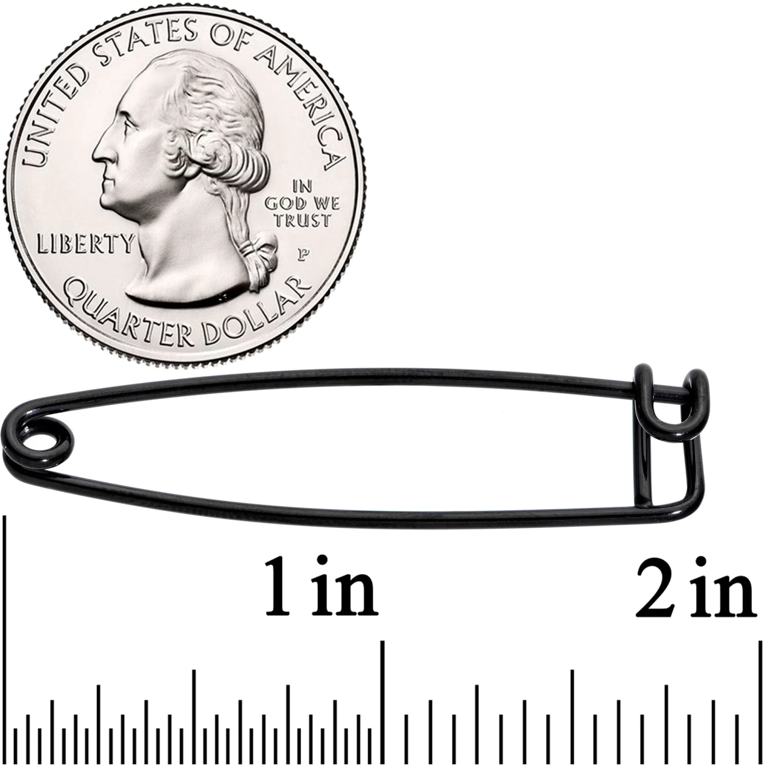 14 Gauge Black Punk Rock Safety Pin Industrial Barbell 38mm 3 14 Gauge Black Punk Rock Safety Pin Industrial Barbell 38mm - Image 3