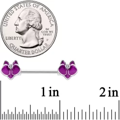 14 Gauge 9/16 Clear Gem Purple Orchid Flower Barbell Nipple Ring Set 5 14 Gauge 9/16 Clear Gem Purple Orchid Flower Barbell Nipple Ring Set -Body Jewelry Store 67302.otherimage2