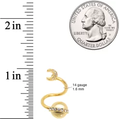 14 Gauge 1/2 Clear Gem Gold Tone Saturn Moon Spiral Twister Belly Ring 5 14 Gauge 1/2 Clear Gem Gold Tone Saturn Moon Spiral Twister Belly Ring -Body Jewelry Store 67328.otherimage1