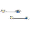 Gaby 14 Gauge 9/16 Aurora Gem Sexy Heart Spider Barbell Nipple Ring Set