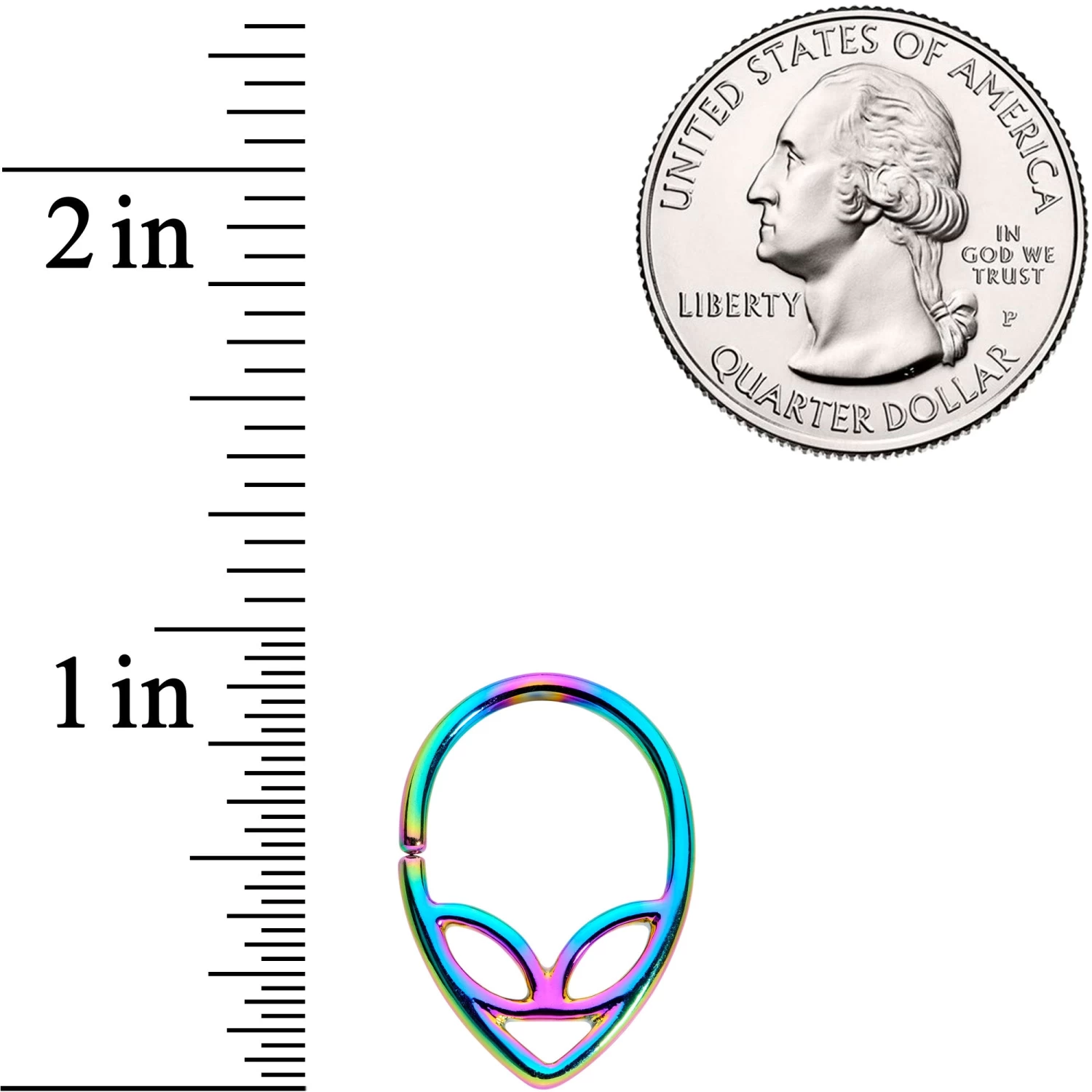 14 Gauge 1/2 Rainbow UFO Alien Nipple Ring Set 2 14 Gauge 1/2 Rainbow UFO Alien Nipple Ring Set - Image 2