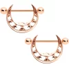 14 Gauge 9/16 Rose Gold Tone Man In The Moon Nipple Shield Set