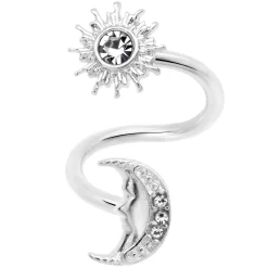 Gaby 14 Gauge 7/16 Clear Gem Moon Spiral Twister Belly Ring