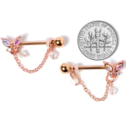 Gaby 14 Gauge 5/8 Aurora Gem Rose Gold Tone Butterfly Dangle Nipple Ring Set 7 Gaby 14 Gauge 5/8 Aurora Gem Rose Gold Tone Butterfly Dangle Nipple Ring Set -Body Jewelry Store 67576.otherimage3 b3b8f63f c772 43cd 920c 1f46c57a1351