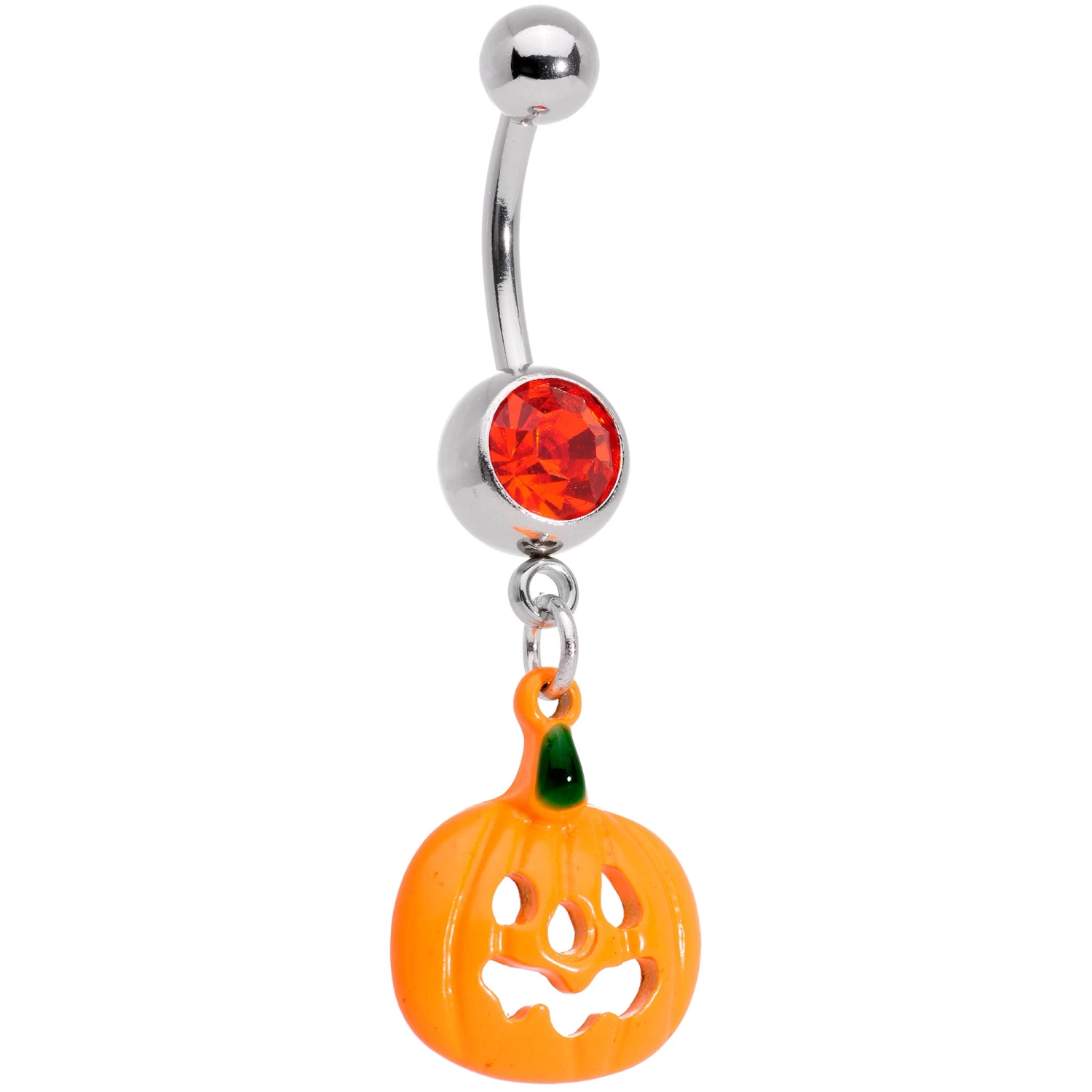 Gaby Black Red Gem Pumpkin Cat Halloween Dangle Belly Ring Set Of 2 2 Gaby Black Red Gem Pumpkin Cat Halloween Dangle Belly Ring Set Of 2 - Image 2