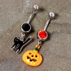 Gaby Black Red Gem Pumpkin Cat Halloween Dangle Belly Ring Set Of 2 10 Gaby Black Red Gem Pumpkin Cat Halloween Dangle Belly Ring Set Of 2 -Body Jewelry Store 67592.otherimage4 e836e66b 57d8 453a 9810 4b39e8b01fd8