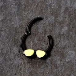 16 Gauge 3/8 Black Yellow Aviator Sunglasses Hinged Segment Ring 8 16 Gauge 3/8 Black Yellow Aviator Sunglasses Hinged Segment Ring -Body Jewelry Store 67633.otherimage2 6880f1fb 7a10 4ba6 b039 336716917ba3