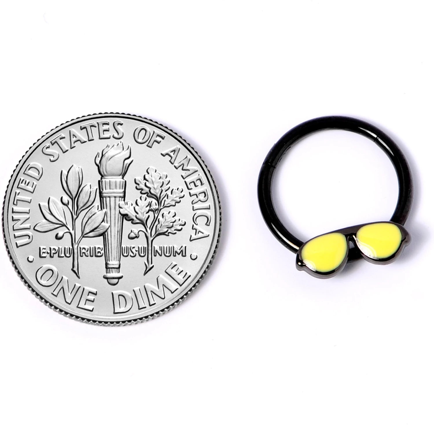 16 Gauge 3/8 Black Yellow Aviator Sunglasses Hinged Segment Ring 6 16 Gauge 3/8 Black Yellow Aviator Sunglasses Hinged Segment Ring - Image 6