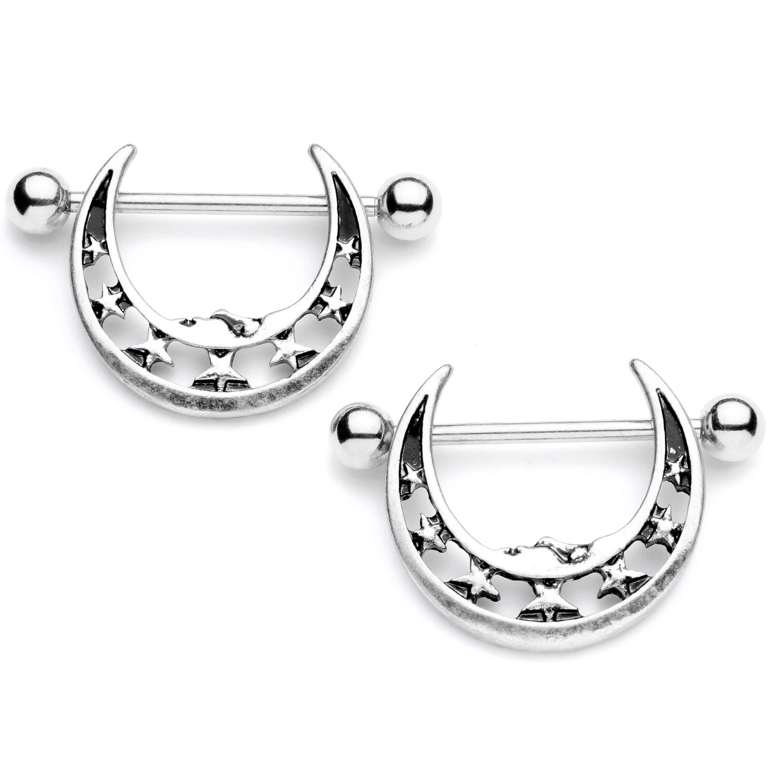 14 Gauge 7/8 Starry Crescent Moon Nipple Shield Set 1 14 Gauge 7/8 Starry Crescent Moon Nipple Shield Set