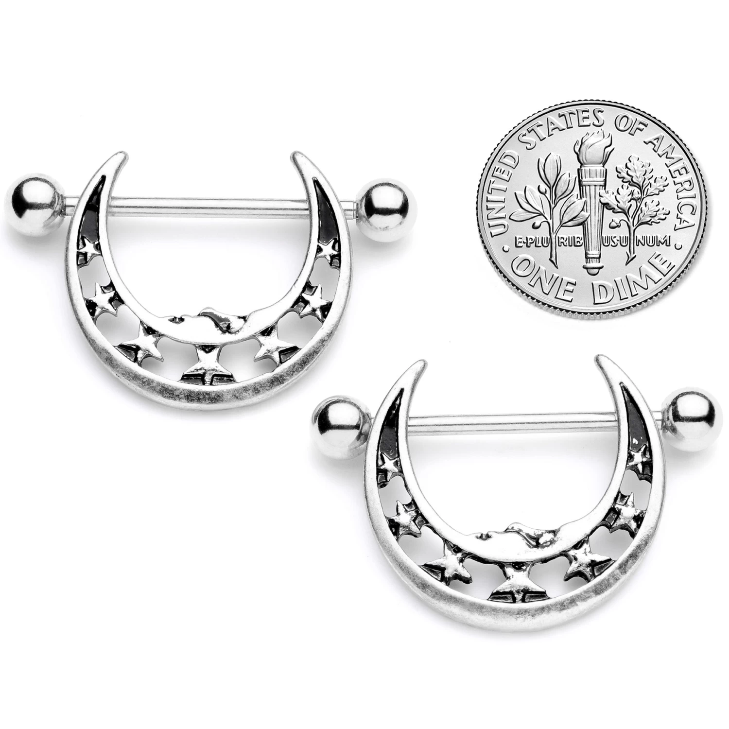 14 Gauge 7/8 Starry Crescent Moon Nipple Shield Set 4 14 Gauge 7/8 Starry Crescent Moon Nipple Shield Set - Image 4