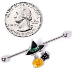 14 Gauge Black Cat Witch Hat Halloween Dangle Industrial Barbell 38mm -Body Jewelry Store 67635.otherimage3 83d8b19f 34bc 40ac 9071 9e843d1844dc