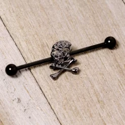 14 Gauge Black Skull And Crossbones Halloween Industrial Barbell 38mm -Body Jewelry Store 67637.otherimage2 11114a87 7e3f 4f34 ad68 40858f2ee12b