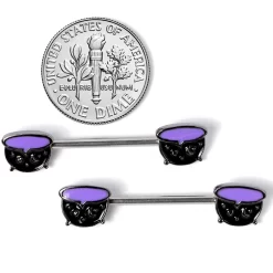 14 Gauge 11/16 Purple Cauldron Halloween Barbell Nipple Ring Set -Body Jewelry Store 67639.otherimage3 cbcdfb8f 5274 4699 b6b1 1d58196ffed0