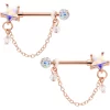 Gaby 14 Gauge 5/8 Aurora Gem Rose Gold Tone Star Dangle Nipple Ring Set