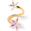 Gaby 14 Gauge Aurora Gem Gold Tone Star Flower Spiral Twister Belly Ring