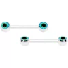 14 Gauge 5/8 Haunting Human Blue Eyeball Halloween Nipple Ring Set