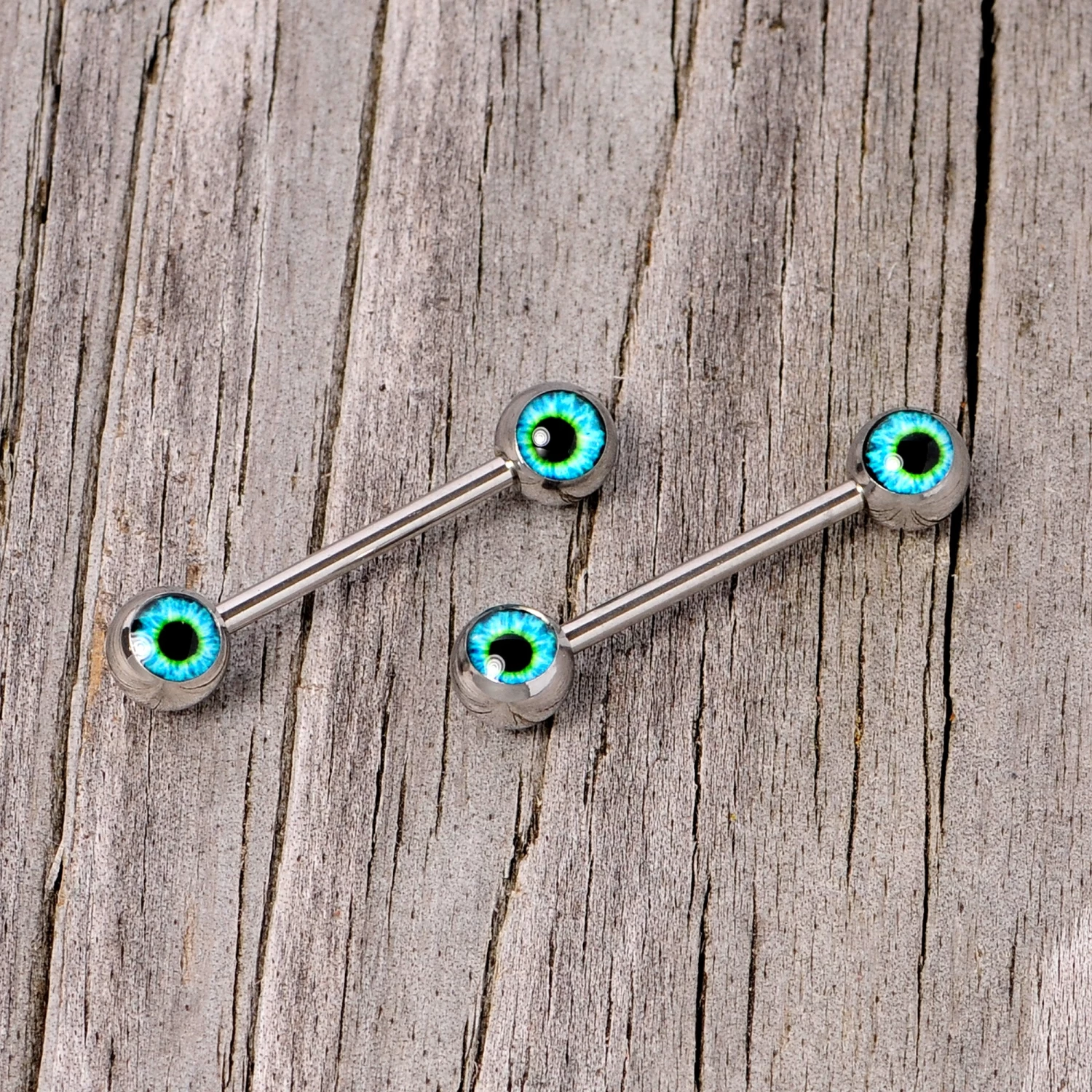 14 Gauge 5/8 Haunting Human Blue Eyeball Halloween Nipple Ring Set 6 14 Gauge 5/8 Haunting Human Blue Eyeball Halloween Nipple Ring Set - Image 6