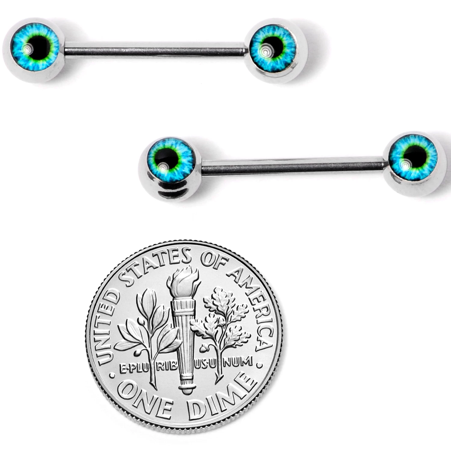 14 Gauge 5/8 Haunting Human Blue Eyeball Halloween Nipple Ring Set 7 14 Gauge 5/8 Haunting Human Blue Eyeball Halloween Nipple Ring Set - Image 7