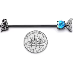 14 Gauge Black Blue Mermaid Scale Tail Industrial Barbell 38mm -Body Jewelry Store 67744.otherimage3