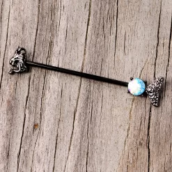 14 Gauge Black Blue Mermaid Scale Tail Industrial Barbell 38mm -Body Jewelry Store 67744.otherimage4