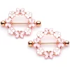 14 Gauge 9/16 Clear Gem Gold Tone Pink Butterfly Nipple Shield Set