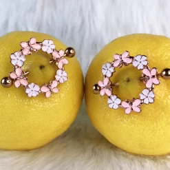 14 Gauge 9/16 Clear Gem Gold Tone Pink Butterfly Nipple Shield Set -Body Jewelry Store 67772.otherimage5