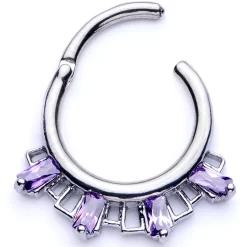 16 Gauge 3/8 Purple Gem Rectangle Septum Clicker -Body Jewelry Store 67785.otherimage1