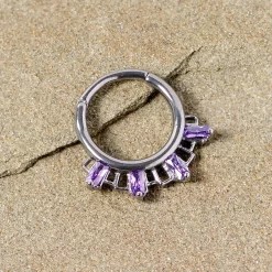 16 Gauge 3/8 Purple Gem Rectangle Septum Clicker -Body Jewelry Store 67785.otherimage2
